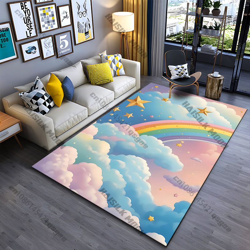 Home Bathroom Scene - Dreamy sky rainbow scene carpet Yoga