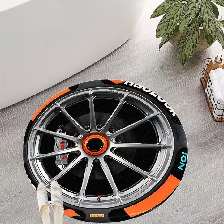 Home Toilet Bathroom Design - 1pc Car Wheel Design Carpet Mat