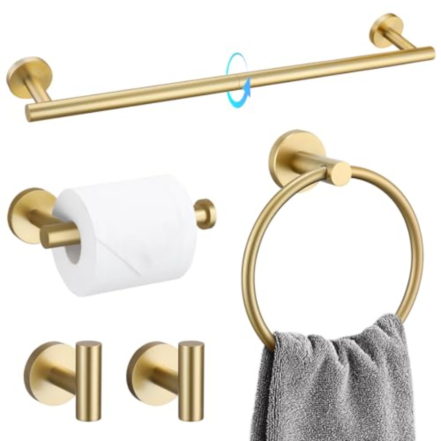 Towel Bar Stainless - 5 Pcs Bathroom Accessories Set Bathroom