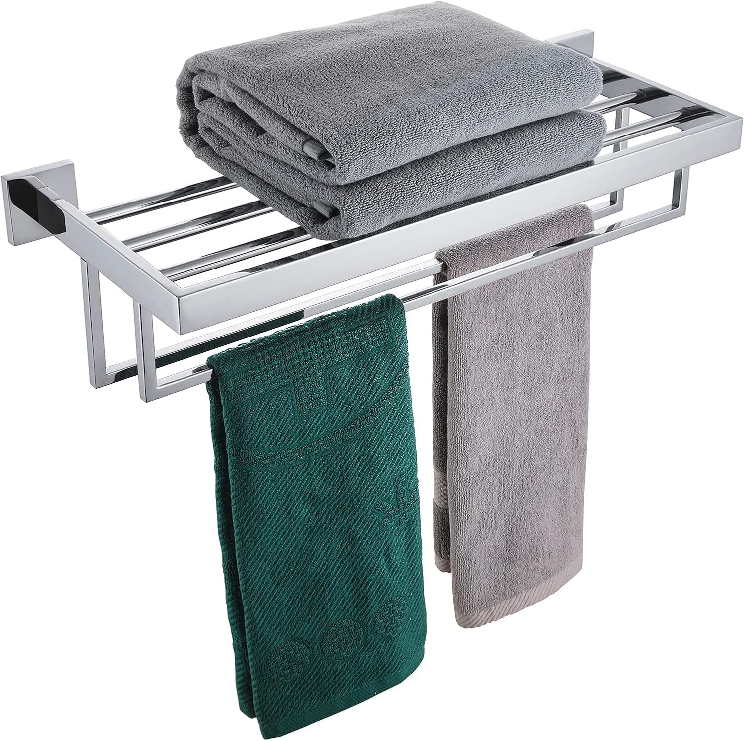 Towel Bar Stainless - 24'' Chrome Towel Shelf with Two