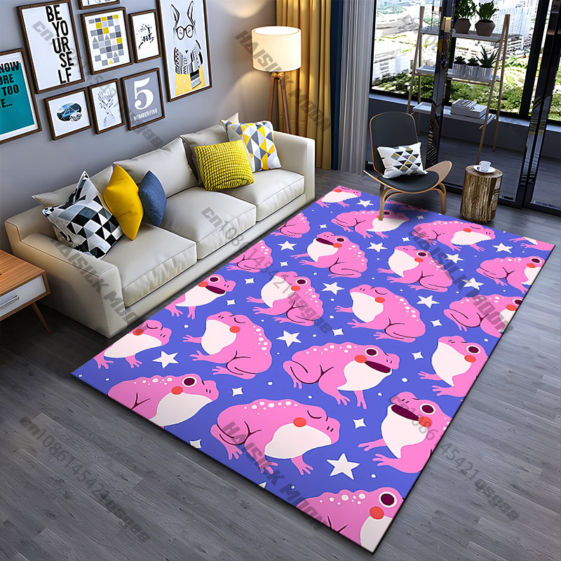 Home Toilet Bathroom Design - Pink frogs patterned design carpet Yoga