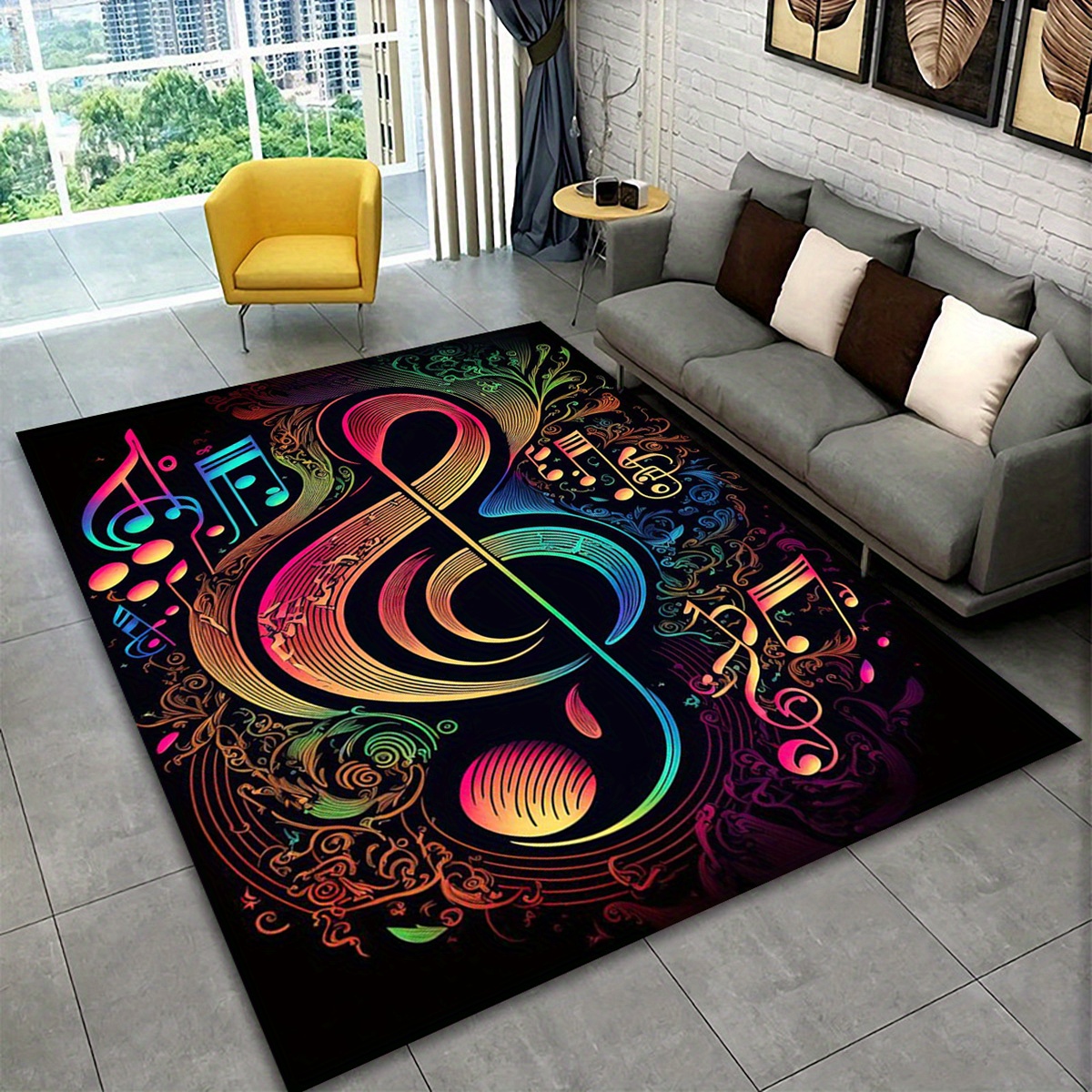 Home Toilet Bathroom Design - Musical Notes Non-Slip Floor Mat, Treble