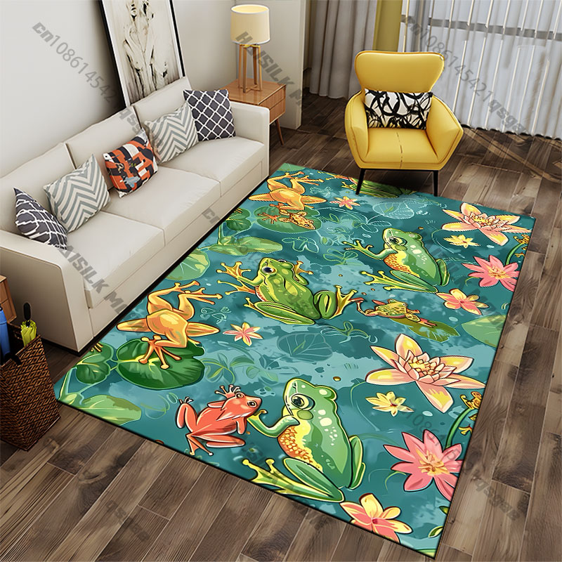 Home Toilet Bathroom Design - Frogs flowers nature vibrant design carpet