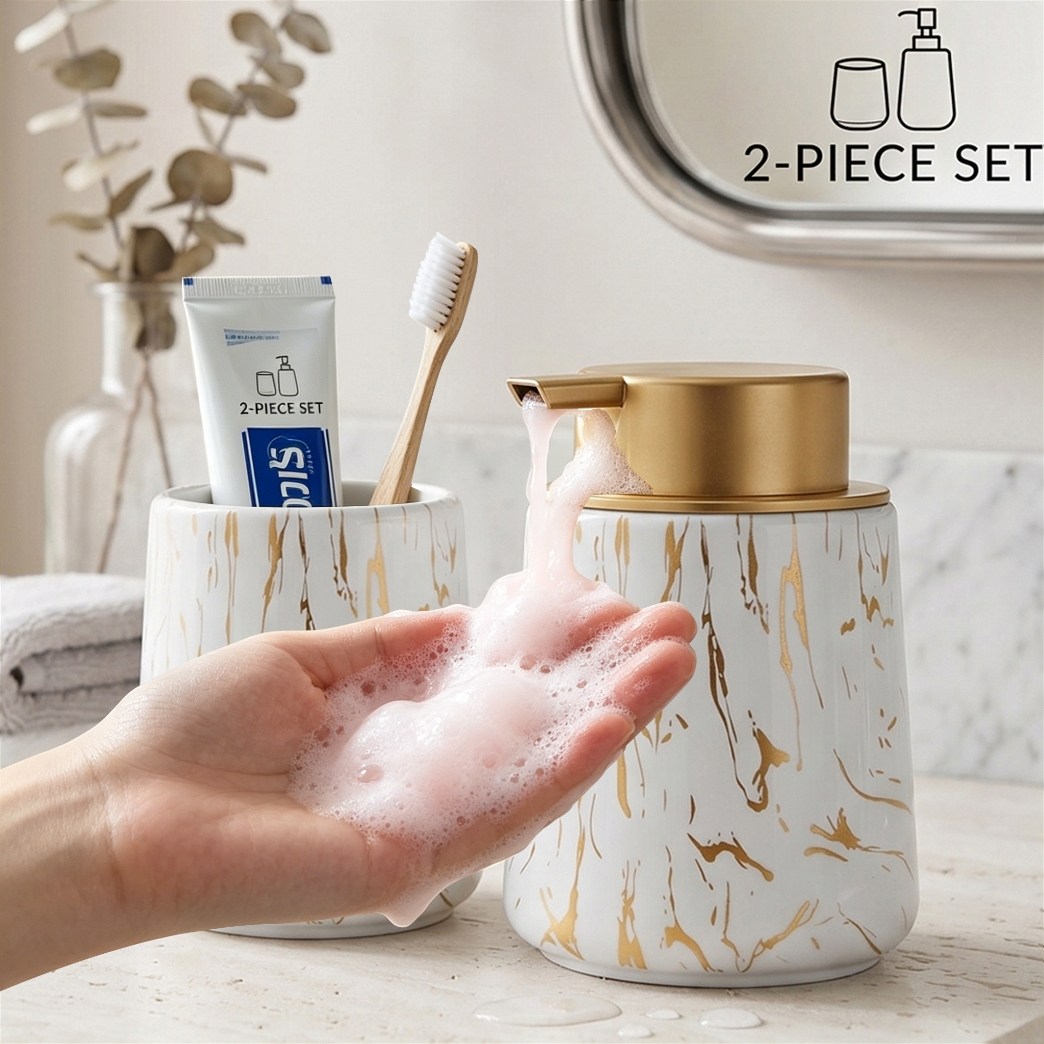 Home Bathroom Soap Dispenser - Bathroom Accessories Set - Foam Soap