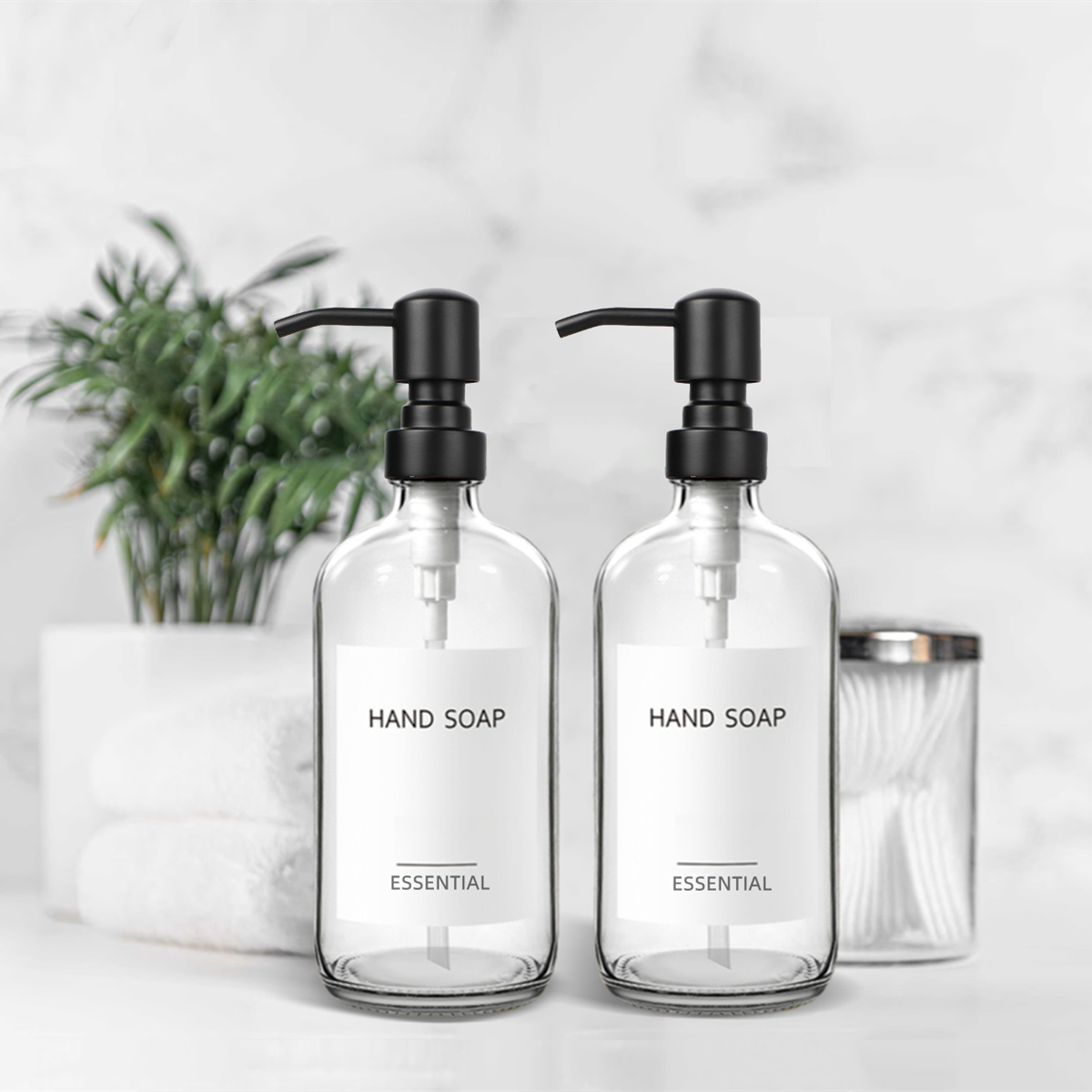 Home Bathroom Soap Dispenser - Clear Glass Soap Dispenser Set for