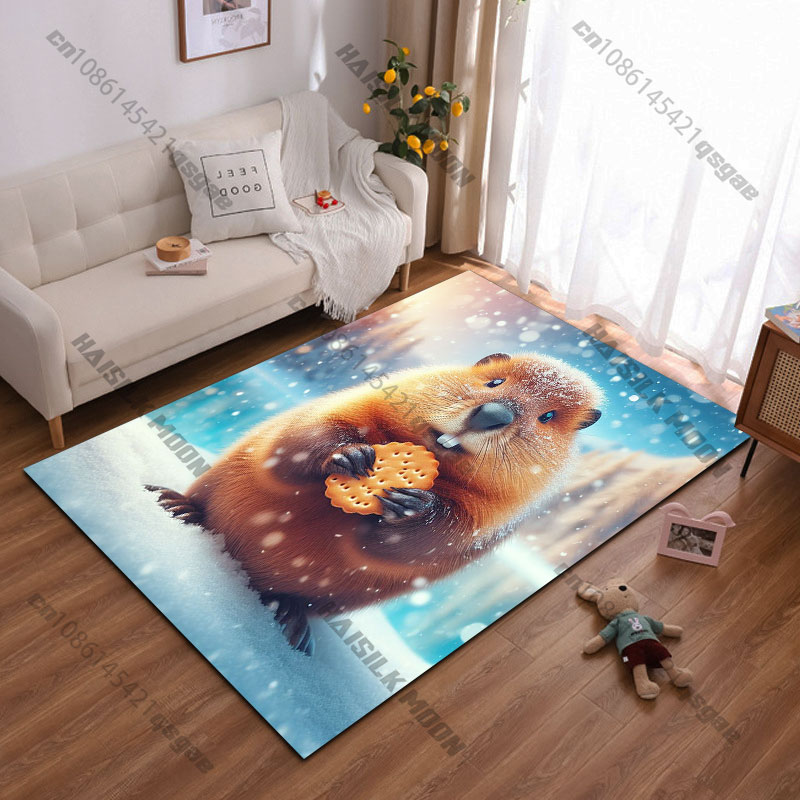 Home Bathroom Scene - Winter scene animal snow background carpet