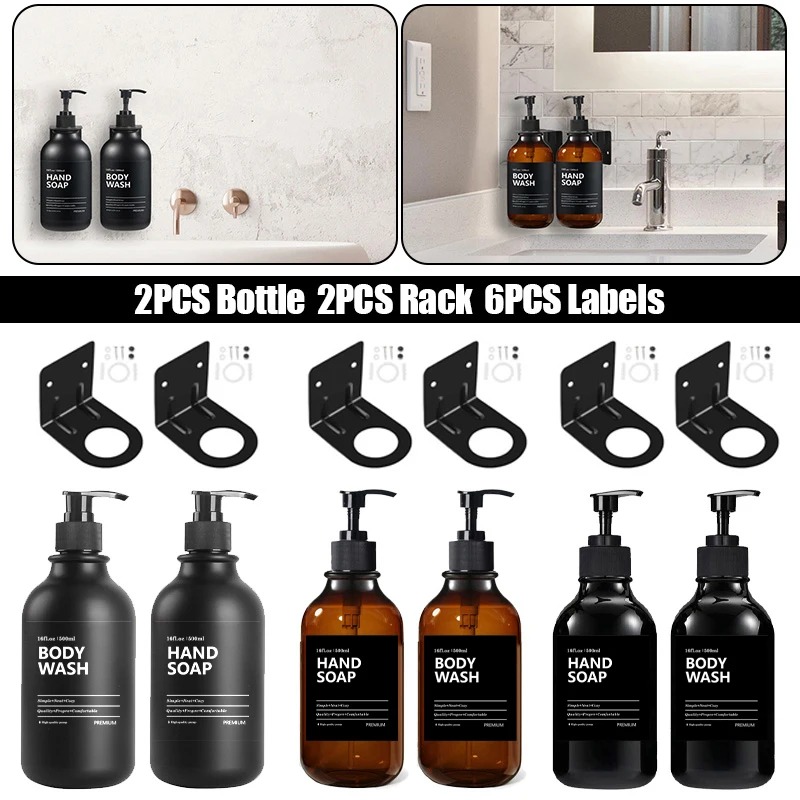 Home Bathroom Soap Dispenser - 2PCS 500ml Soap Dispenser With Labels