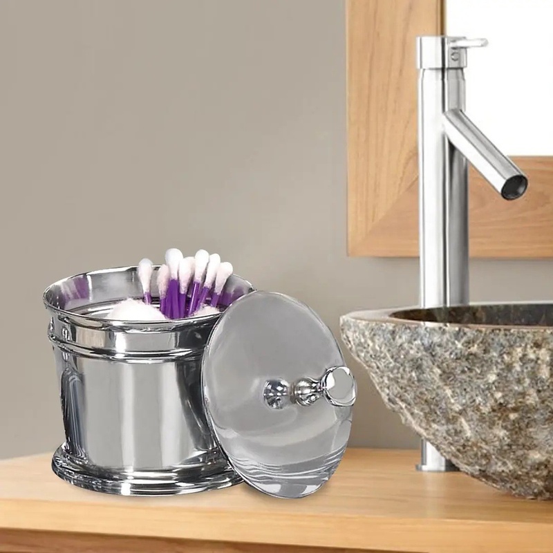 Bath Salts Jar - Chrome Finish Stainless Steel Vanity Jar