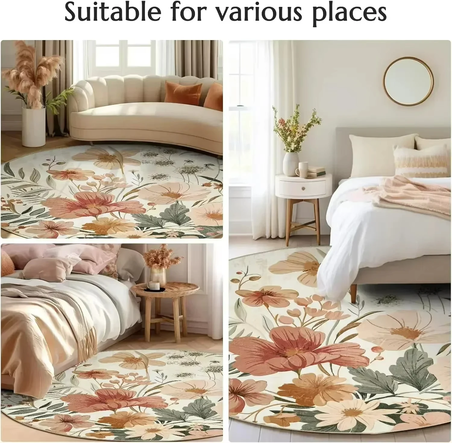 Boho Round Rug Non-Slip Retro  – Home Toilet Bathroom Design recenzja i cena