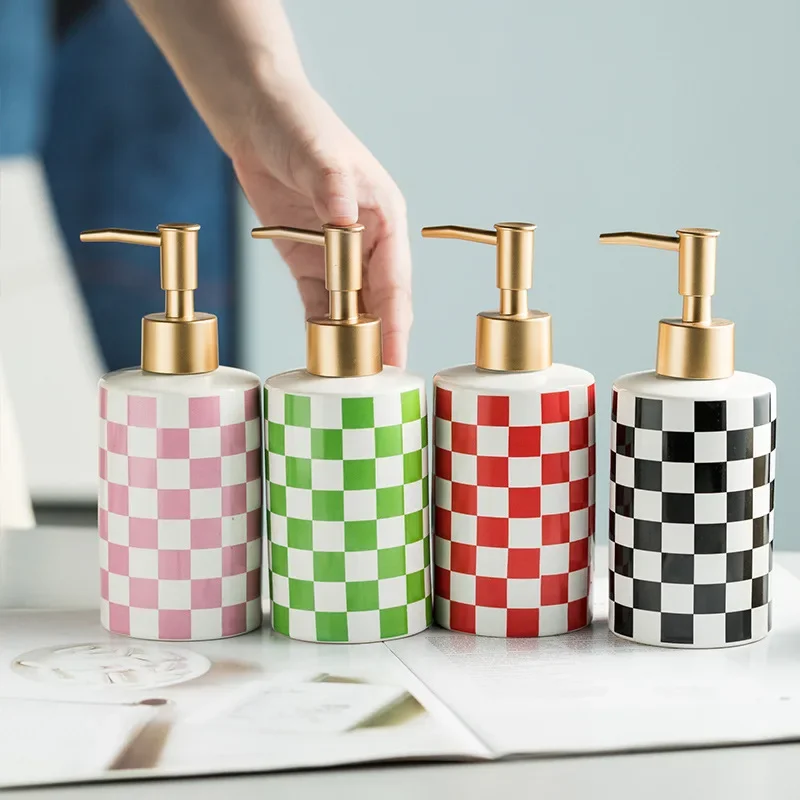 Checkerboard Ceramic Lotion Bo – Home Bathroom Soap Dispenser recenzja i cena