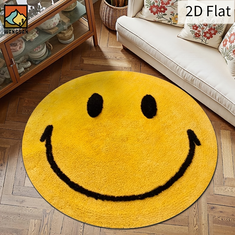 2D Round Flannel Rug Smiley Fa – Home Bathroom Carpet recenzja i cena