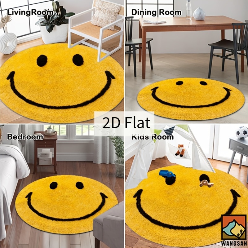 2D Round Flannel Rug Smiley Fa – Home Bathroom Carpet recenzja i cena