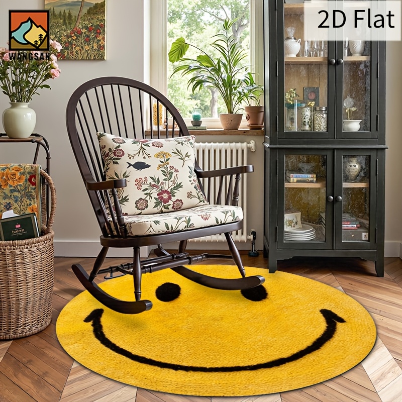 2D Round Flannel Rug Smiley Fa – Home Bathroom Carpet recenzja i cena