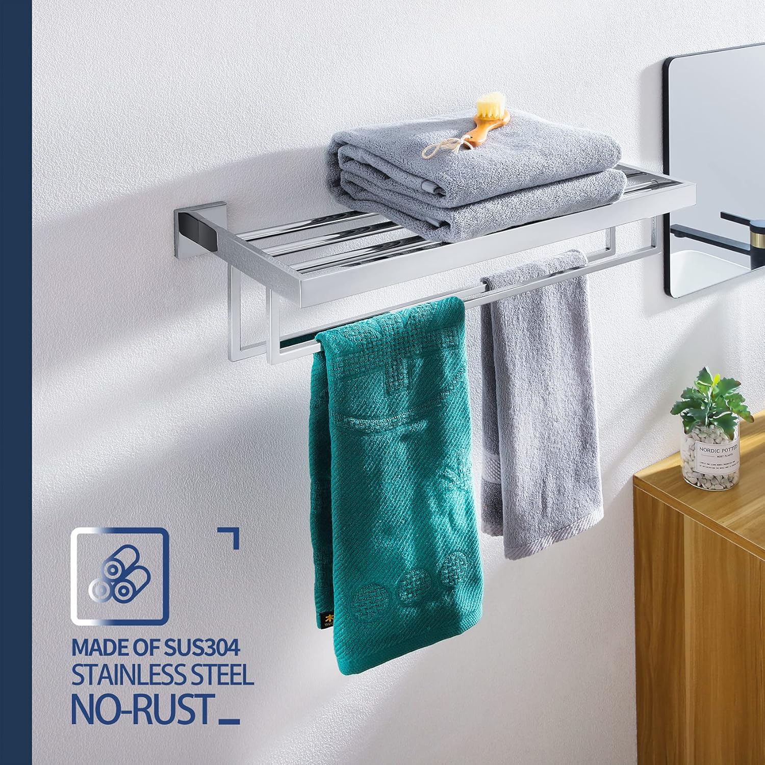 24'' Chrome Towel Shelf with T – Towel Bar Stainless recenzja i cena