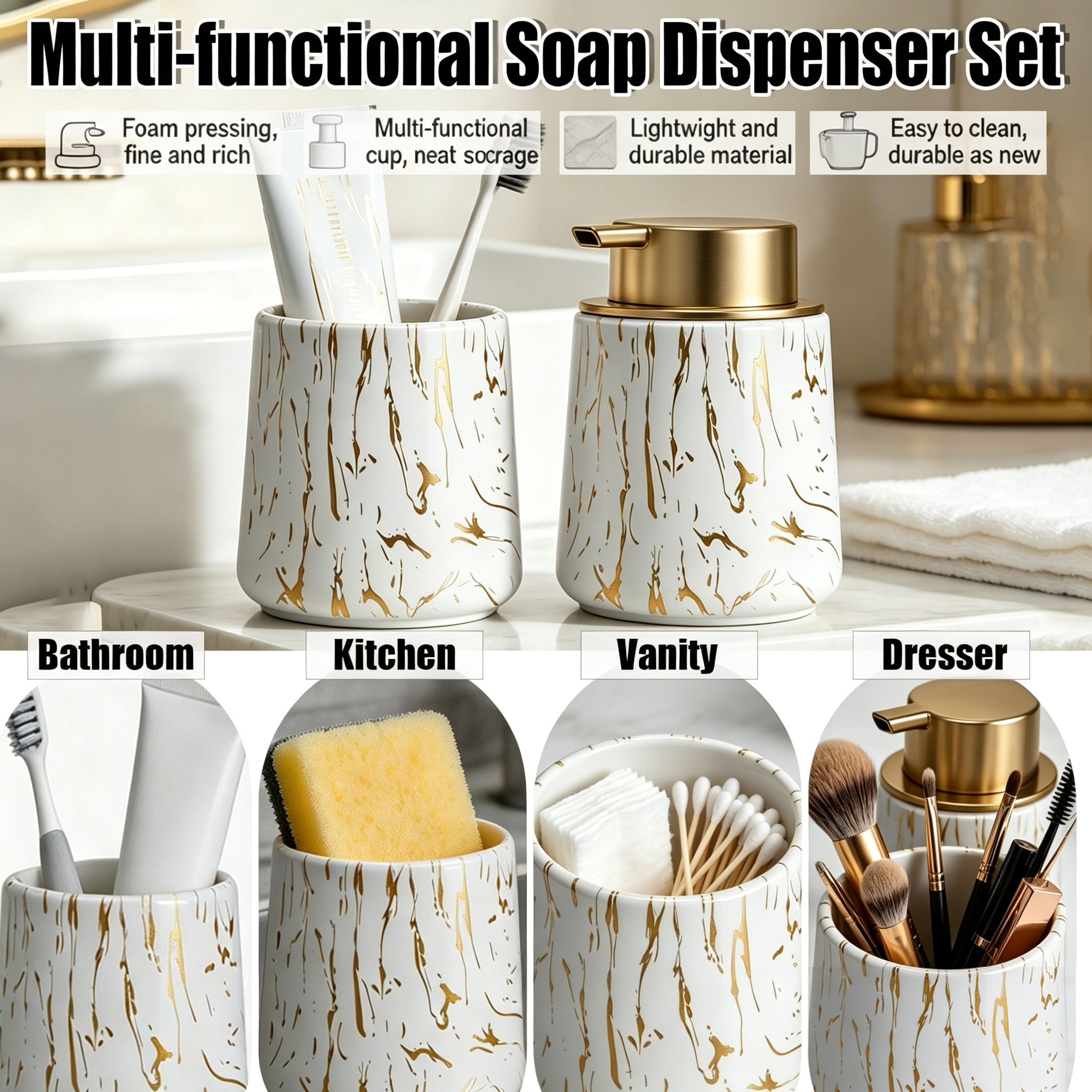 Bathroom Accessories Set - Foa – Home Bathroom Soap Dispenser recenzja i cena