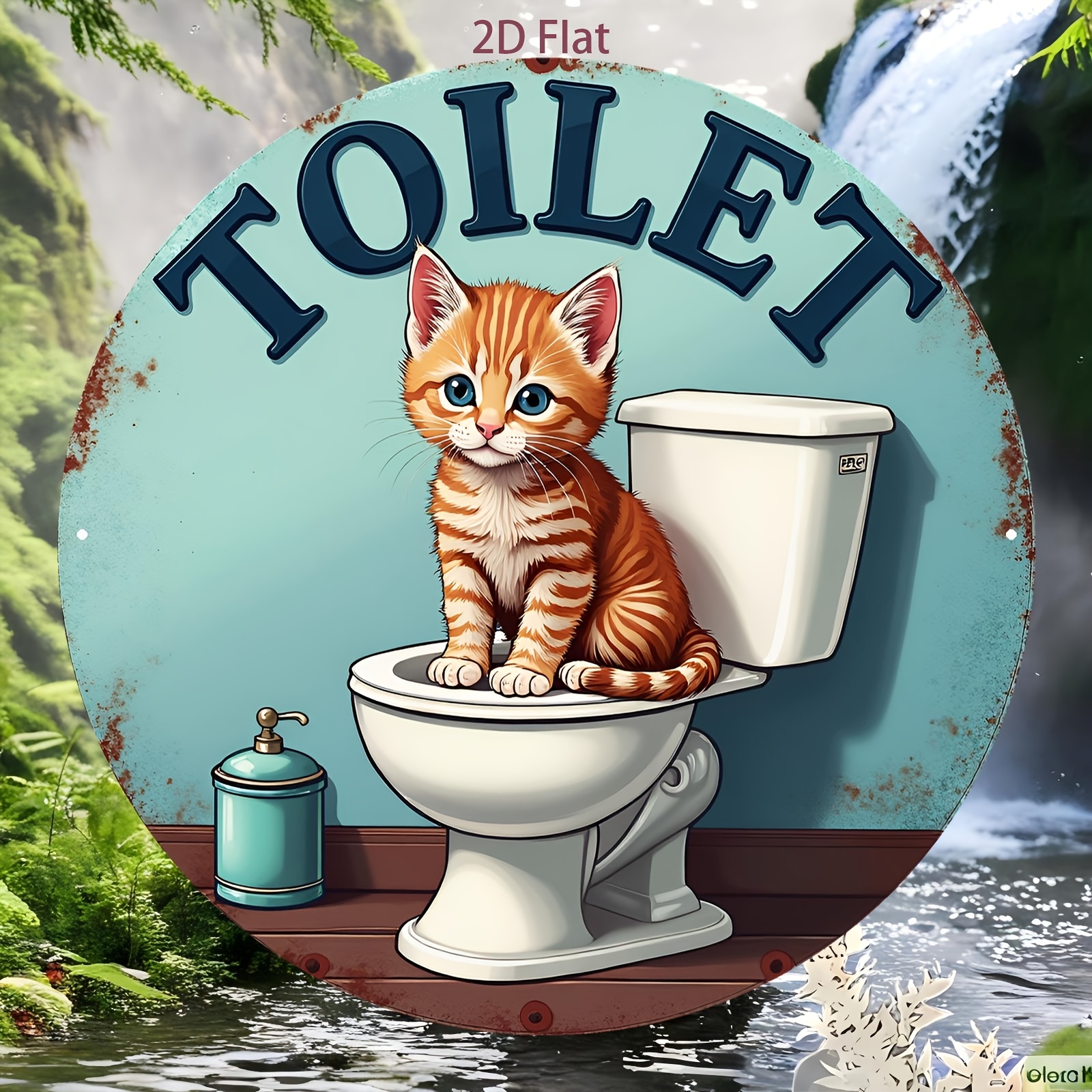 Aluminum Sign, Cute Cat Toilet – Home Bathroom Scene recenzja i cena