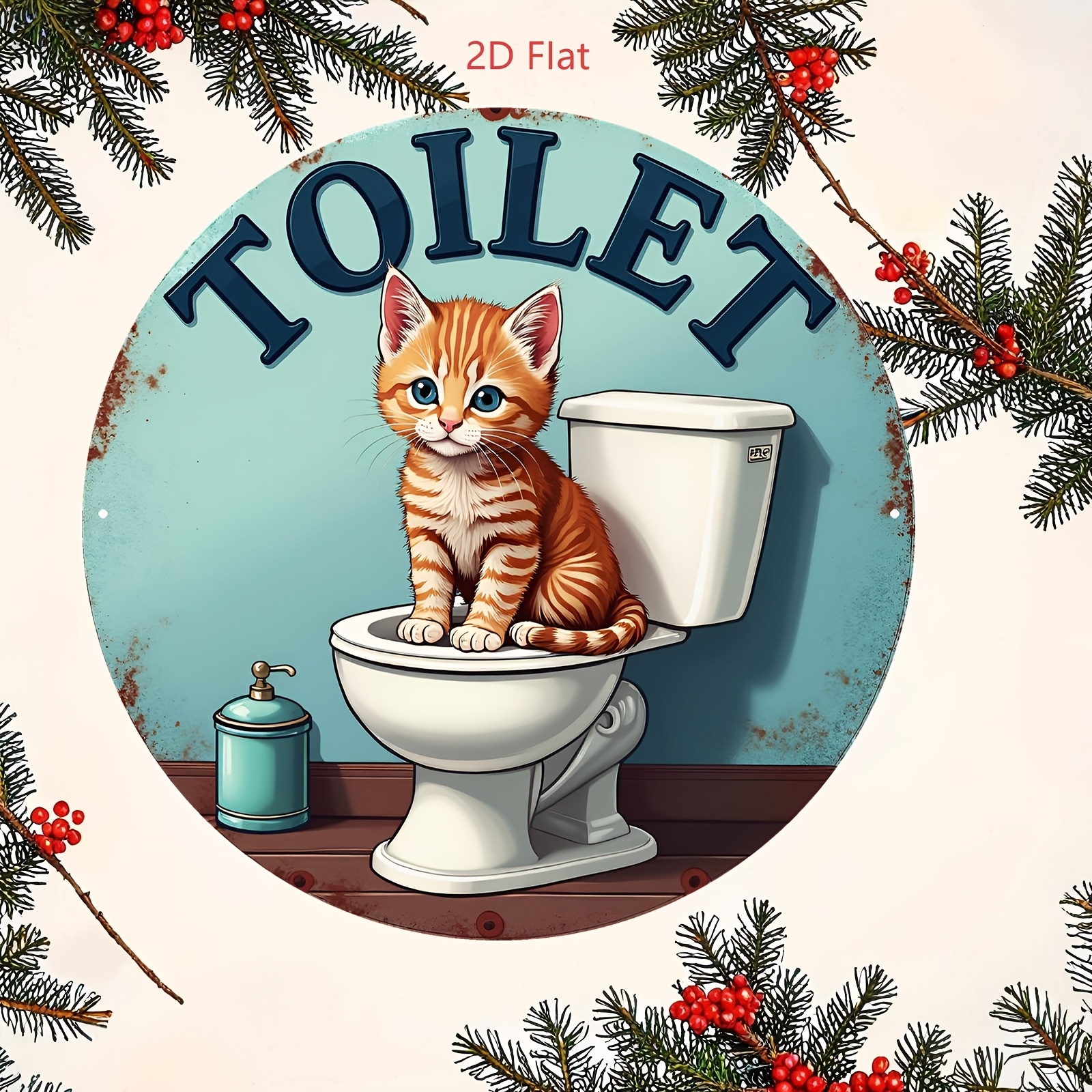 Aluminum Sign, Cute Cat Toilet – Home Bathroom Scene recenzja i cena