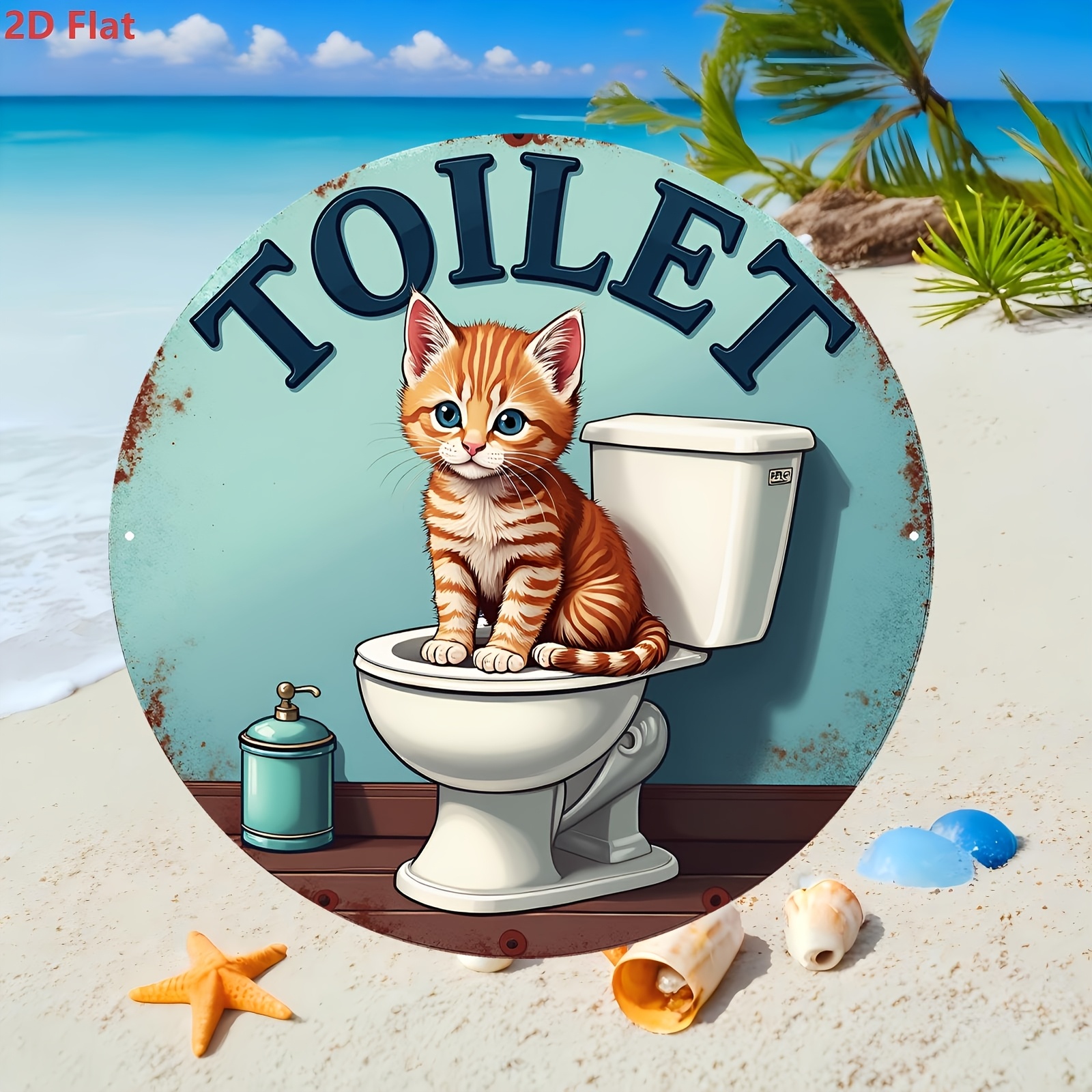 Aluminum Sign, Cute Cat Toilet – Home Bathroom Scene recenzja i cena
