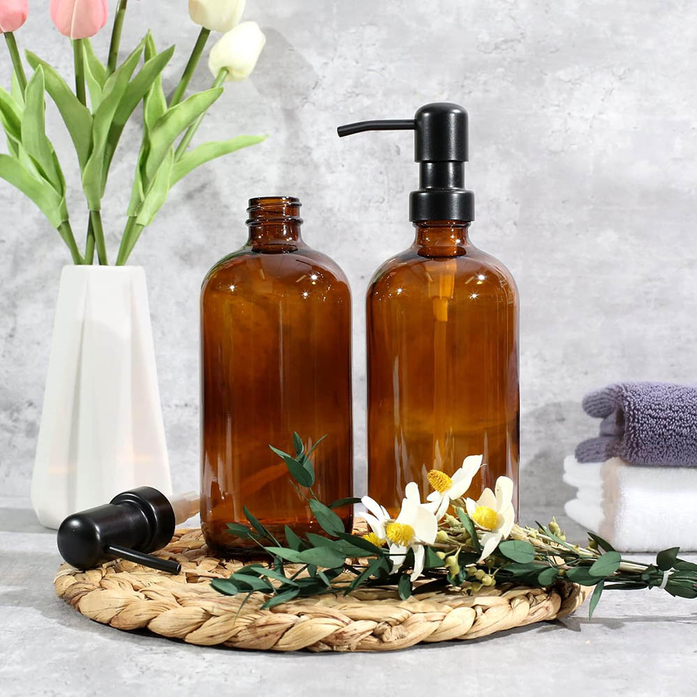 Amber Glass Soap Dispenser, 2  – Home Bathroom Soap Dispenser recenzja i cena