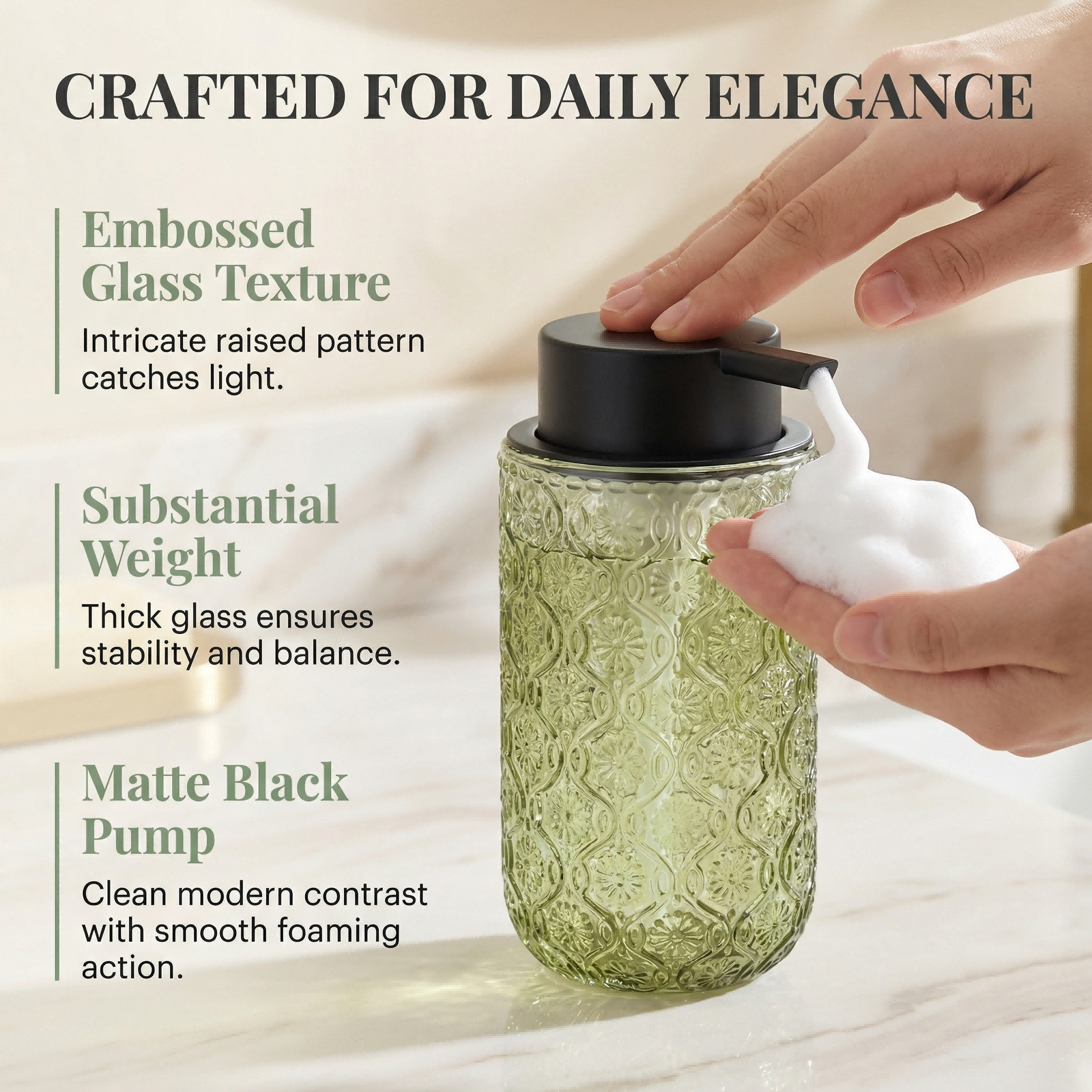 Vintage-Style Embossed Glass F – Home Bathroom Soap Dispenser recenzja i cena