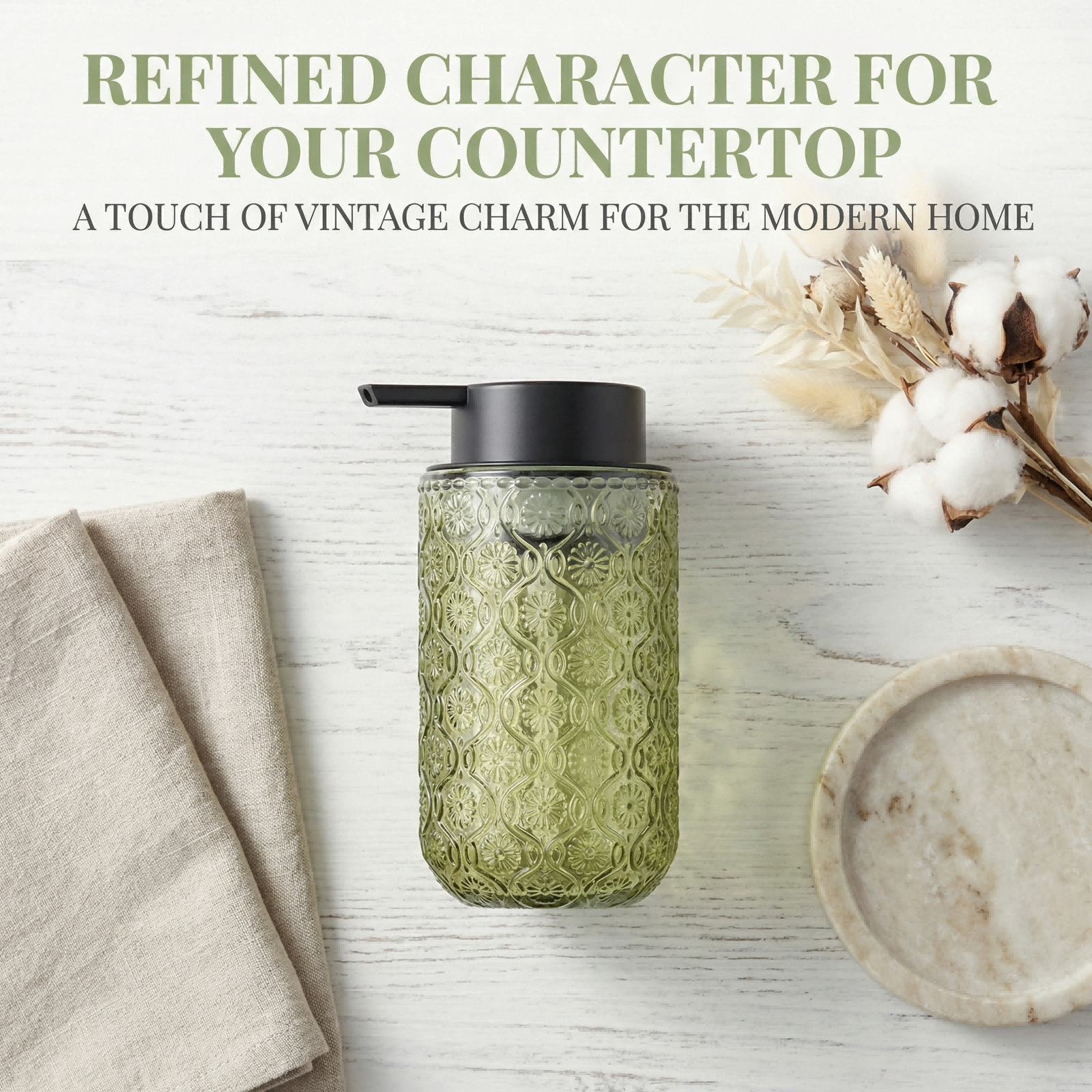 Vintage-Style Embossed Glass F – Home Bathroom Soap Dispenser recenzja i cena